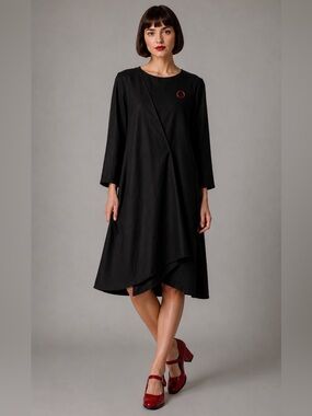 COS minimalist Swedish draped black modest Goth dress. 10